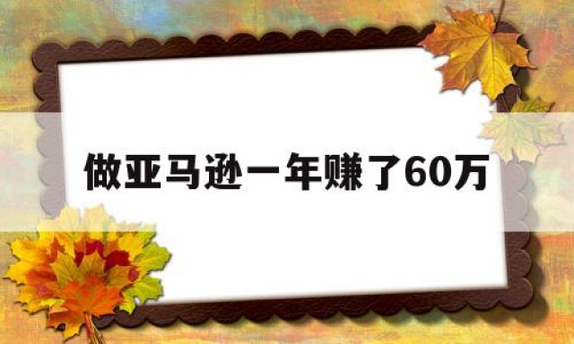 做亚马逊一年赚了60万