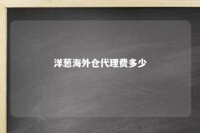 洋葱海外仓代理费多少 洋葱海外仓店主好做吗