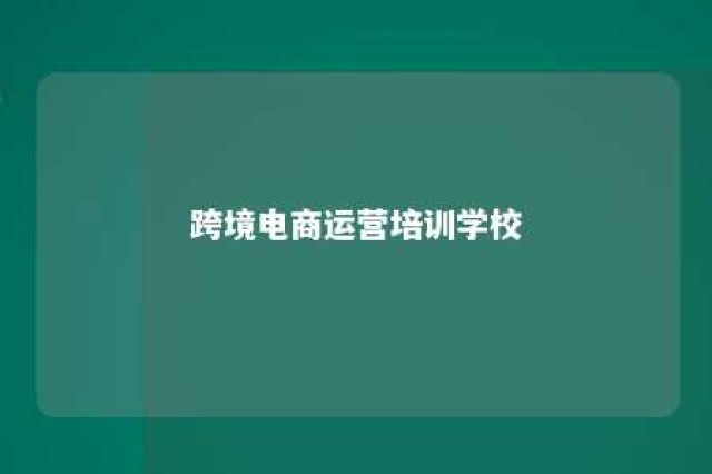 跨境电商运营培训学校 跨境电商运营培训学校怎么样