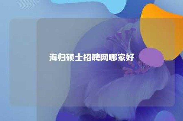 海归硕士招聘网哪家好 海归硕士招聘网站