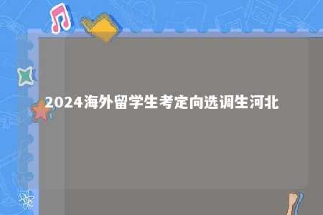 2024海外留学生考定向选调生河北 定向选调生 留学生